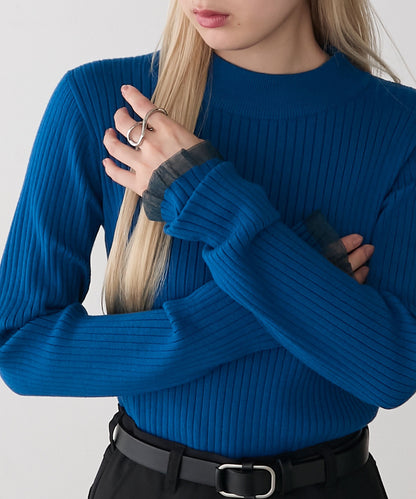 [15色] forksy. 荷葉邊袖口羅紋針織Top