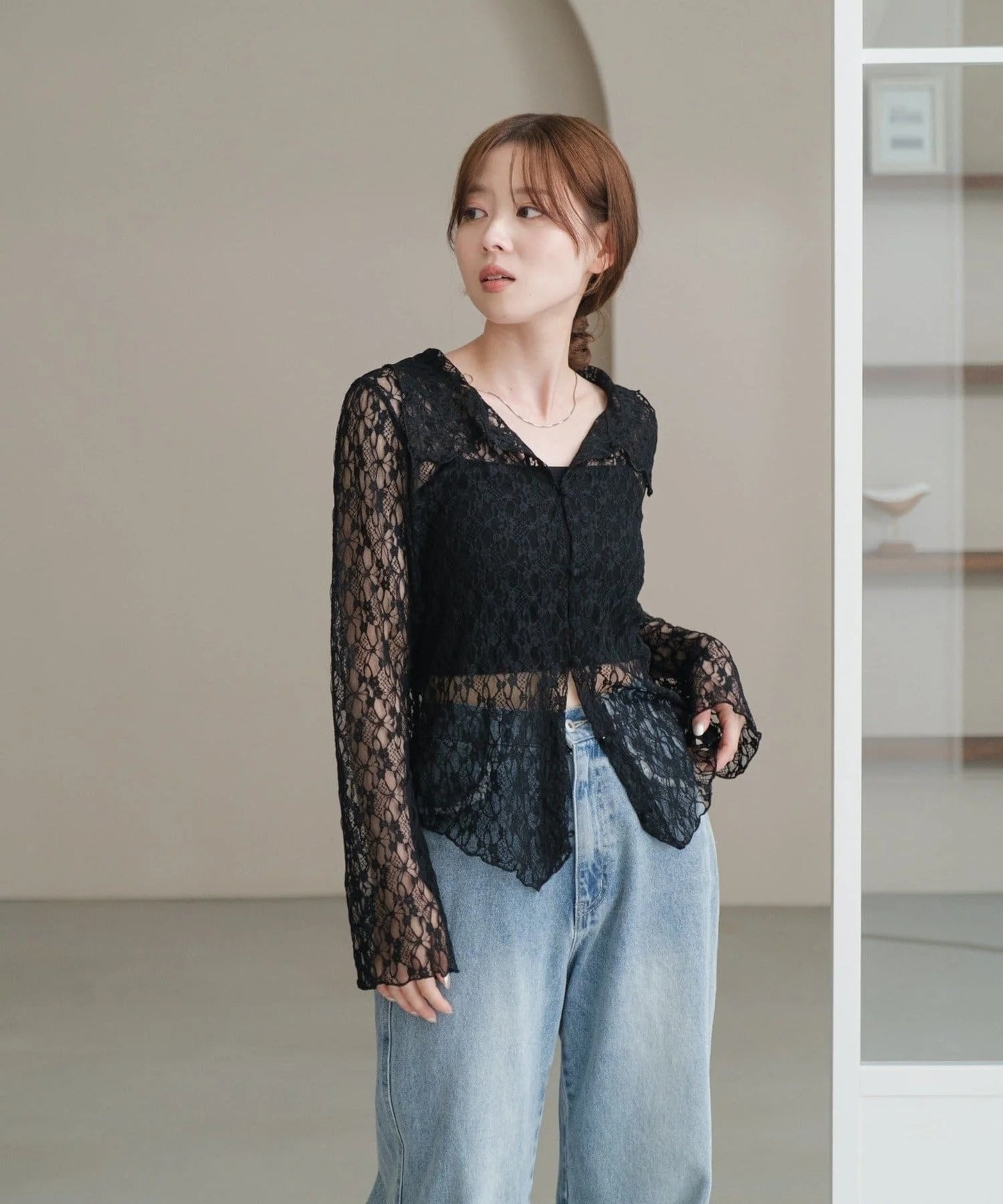 [短/長ver] Kastane Lace pullover with collar