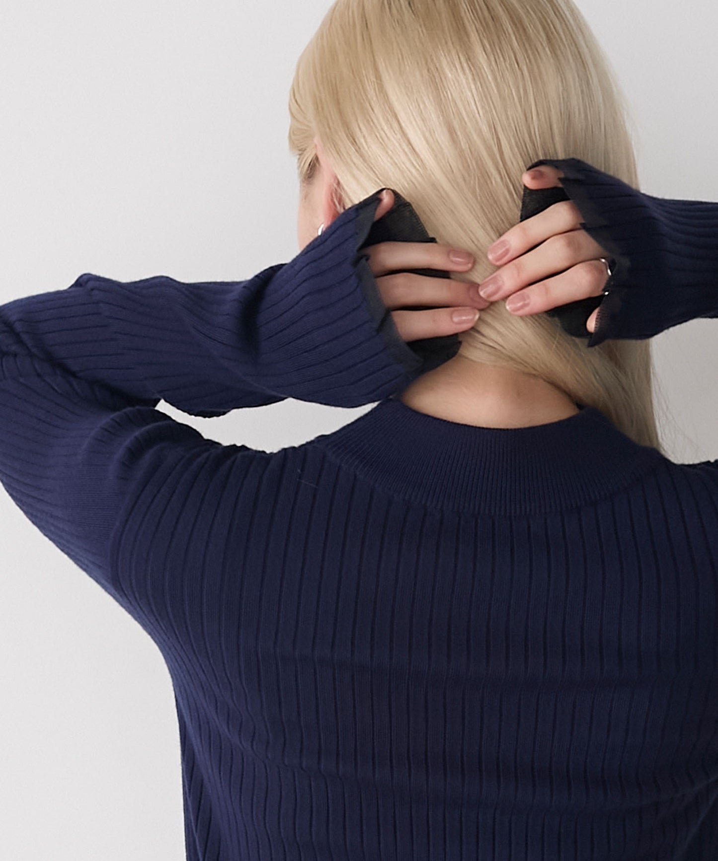 [15色] forksy. 荷葉邊袖口羅紋針織Top