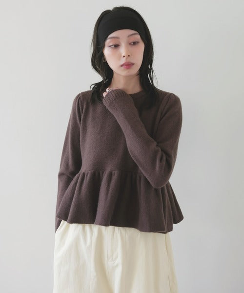 LIAN Peplum balloon knit pullover