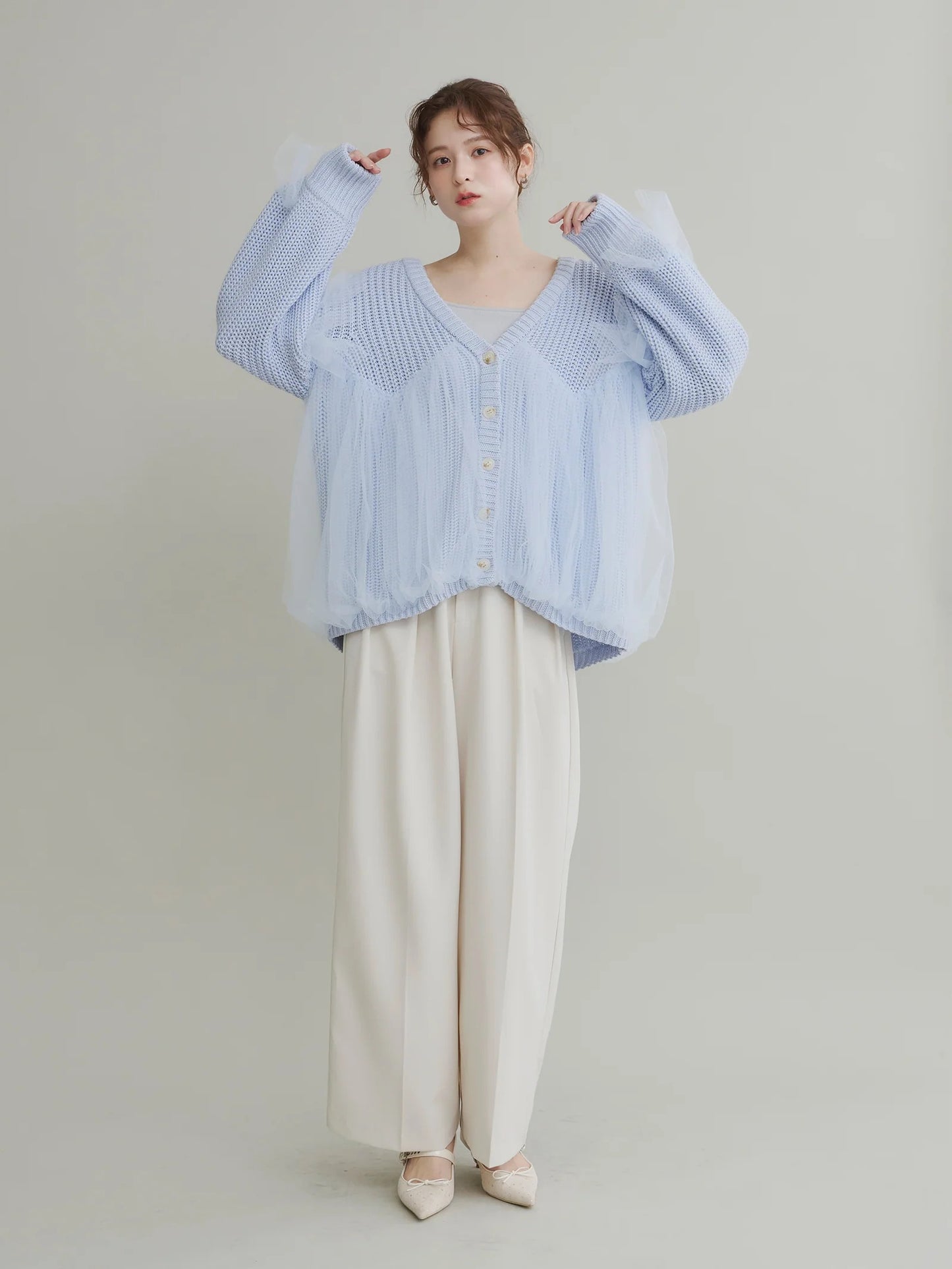 Olu. 薄紗拼接Cardigan