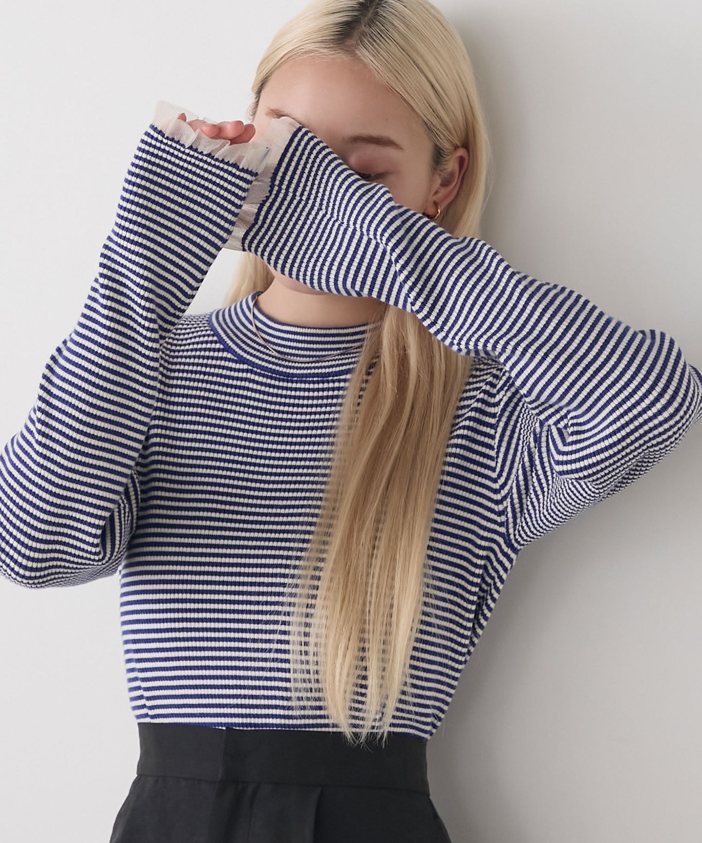 [15色] forksy. 荷葉邊袖口羅紋針織Top