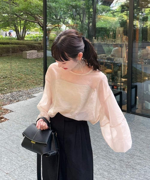 Hinari Sheer blouse with ribbon tie