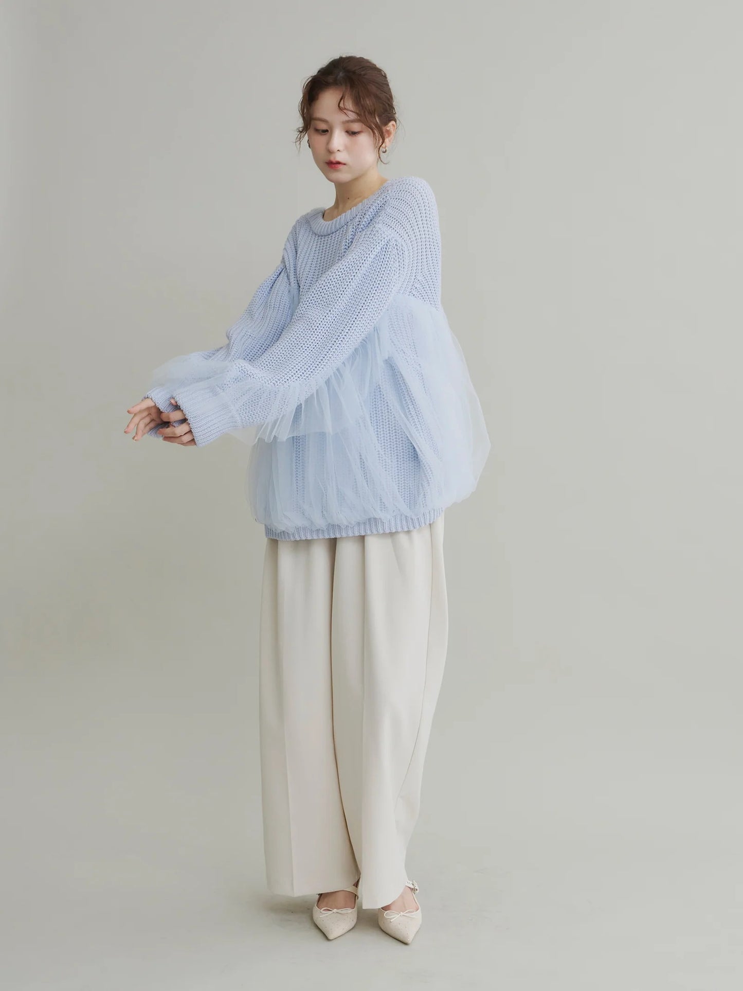 Olu. 薄紗拼接Cardigan