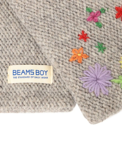 BEAMS BOY 100%羊毛花花刺繡頸巾