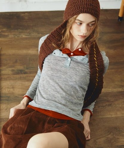 MERLOT 假兩件撞色TOP