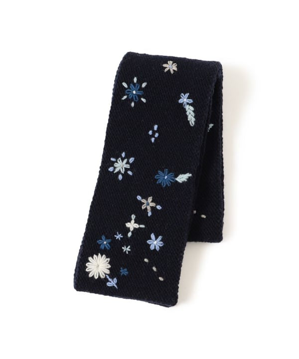 BEAMS BOY 100%羊毛花花刺繡頸巾