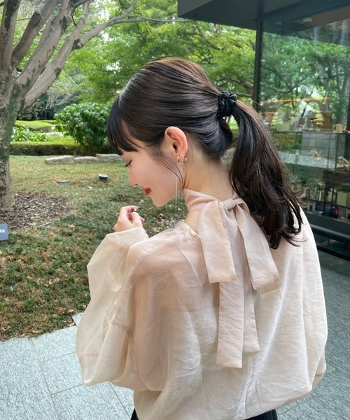 Hinari Sheer blouse with ribbon tie