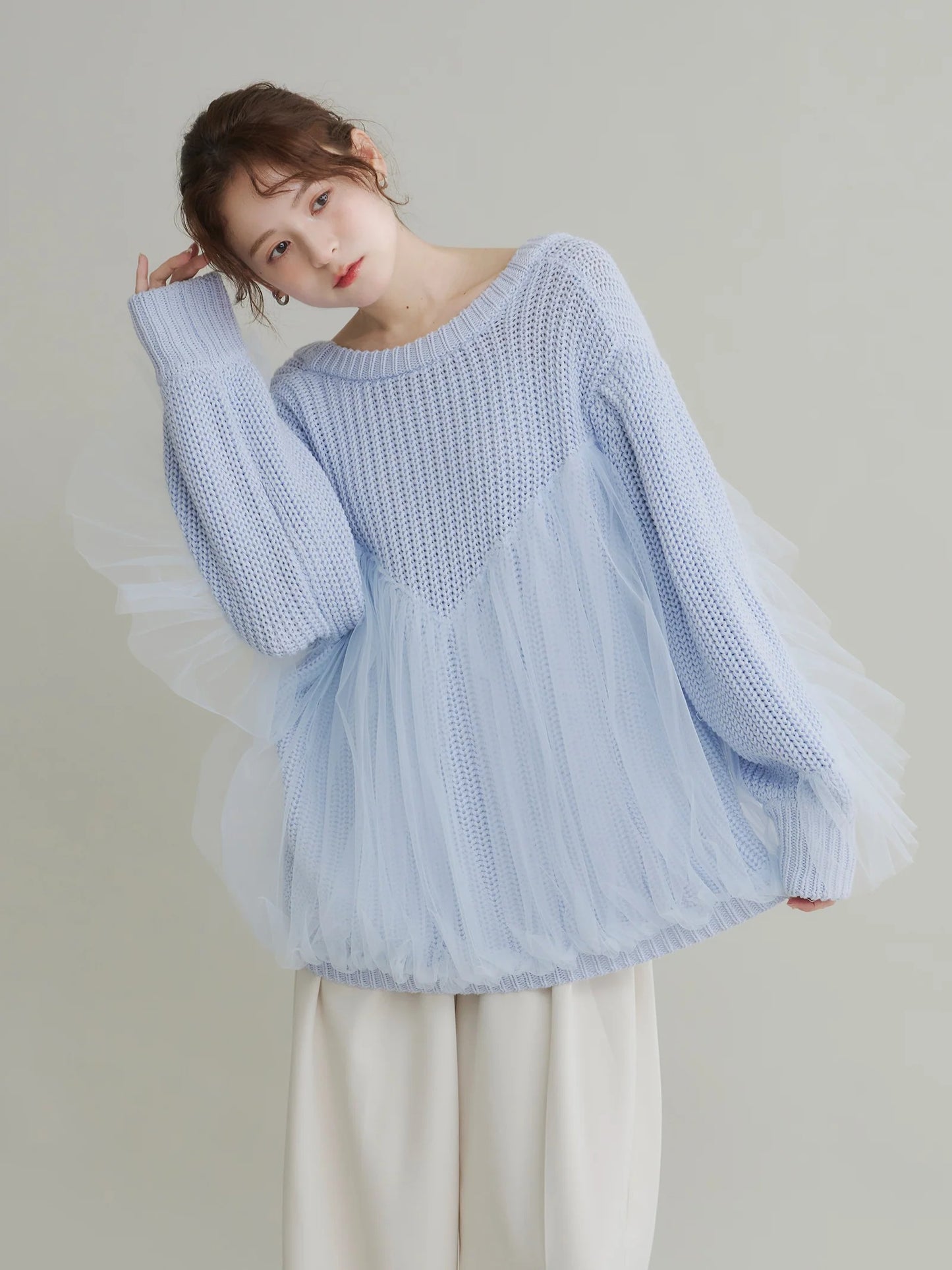 Olu. 薄紗拼接Cardigan