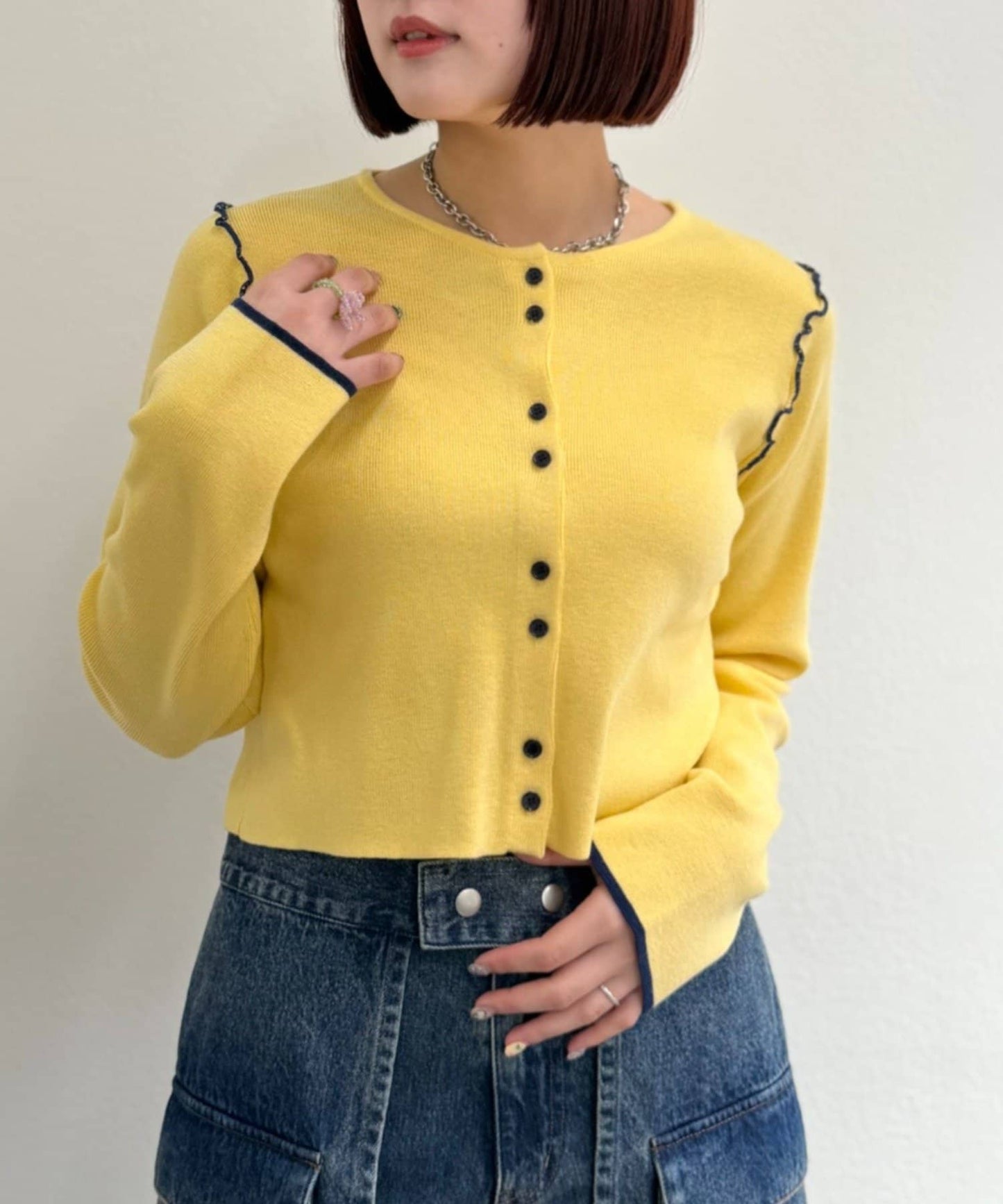 w closet 配色滾邊cardigan