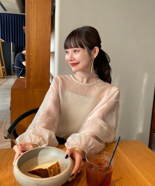 Hinari Sheer blouse with ribbon tie