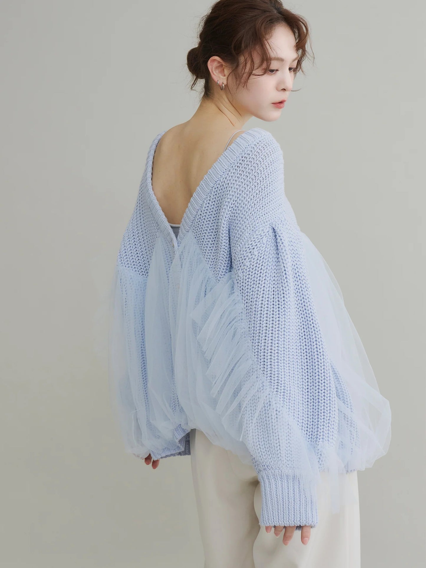 Olu. 薄紗拼接Cardigan