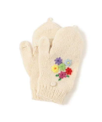 BEAMS BOY 100%羊毛花花刺繡手套