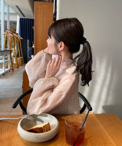 Hinari Sheer blouse with ribbon tie