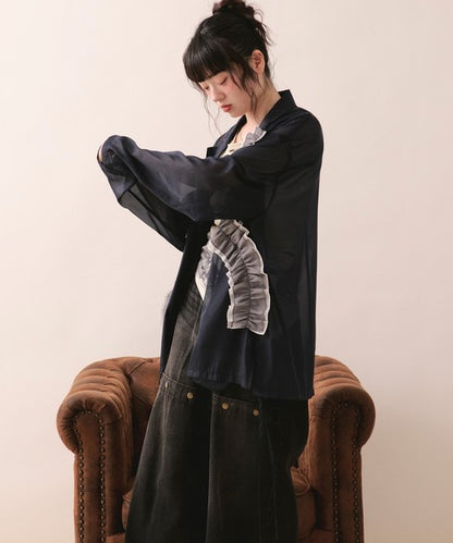 loin nuit sheer color scheme frill jacket