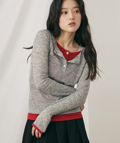 MERLOT 假兩件撞色TOP