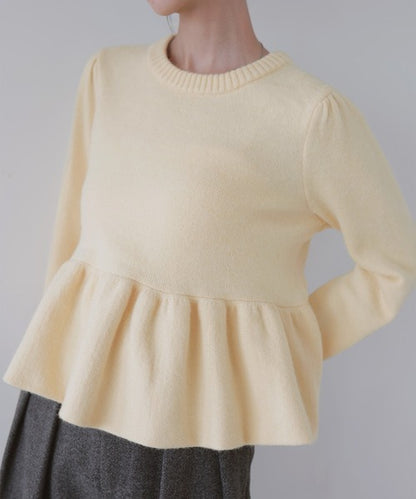 LIAN Peplum balloon knit pullover