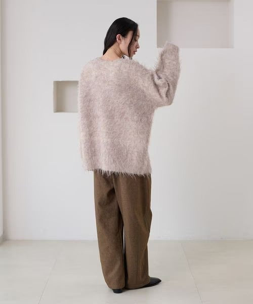 apres jour clair Shaggy lace-up knit cardigan