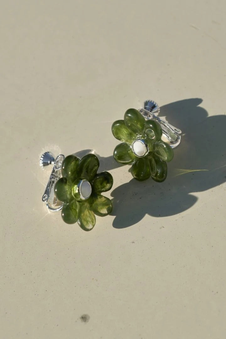 GOLDY 暈染大理石花花earrings