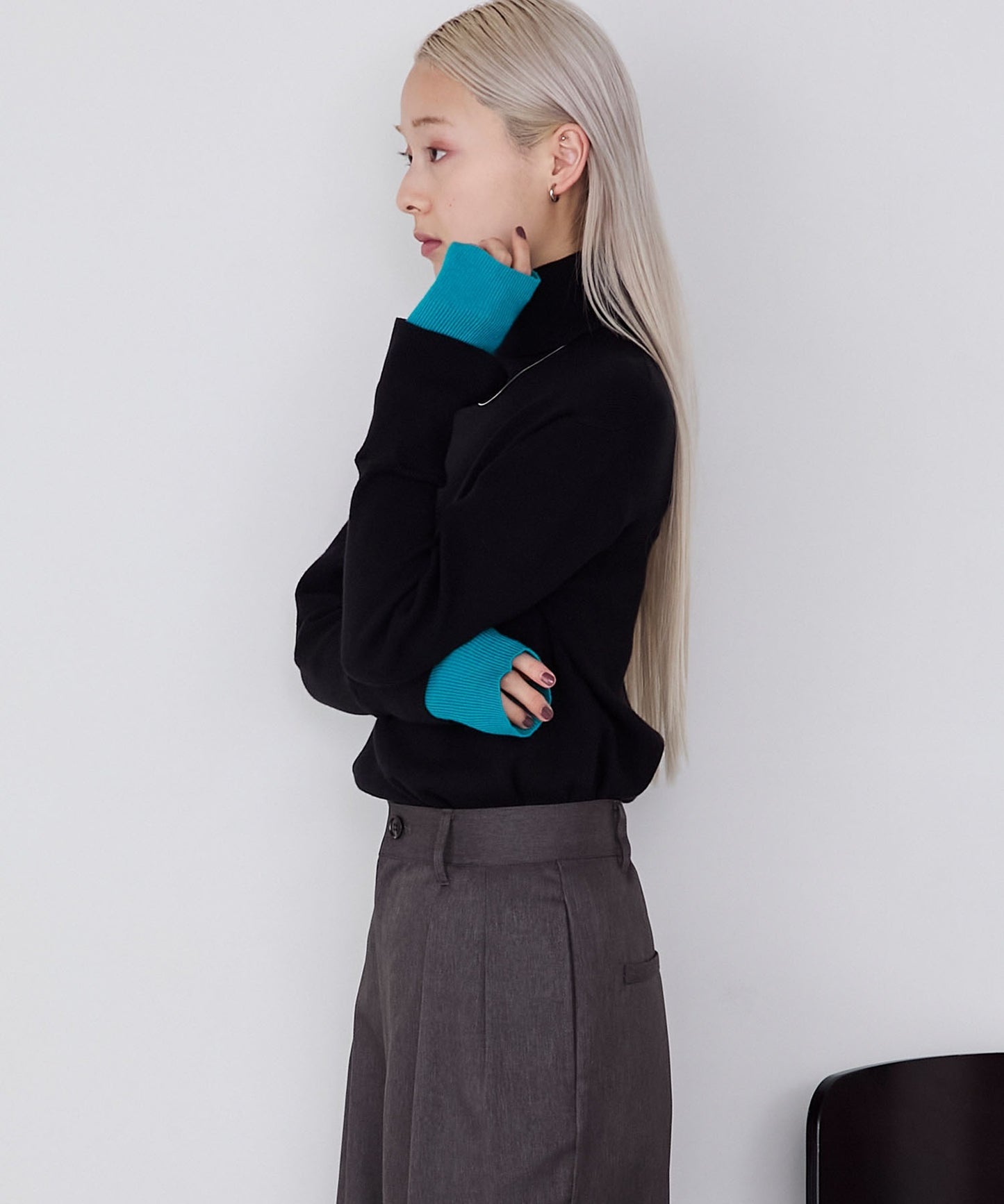 forksy. 假2件針織高領Top [吸濕發熱]