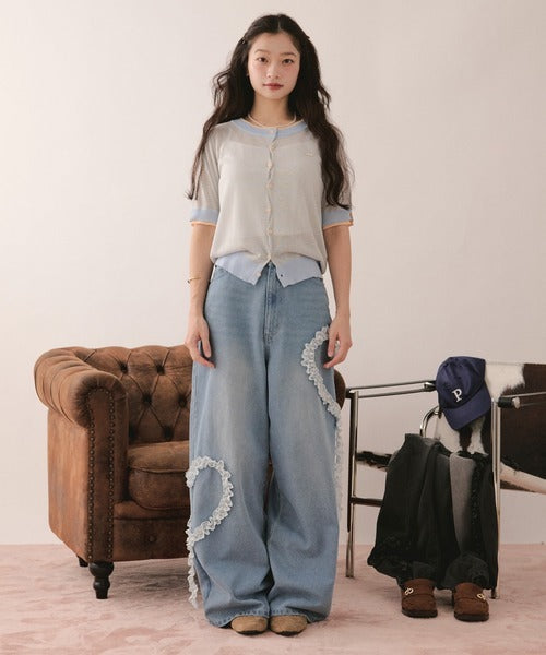 loin nuit heart frill design denim
