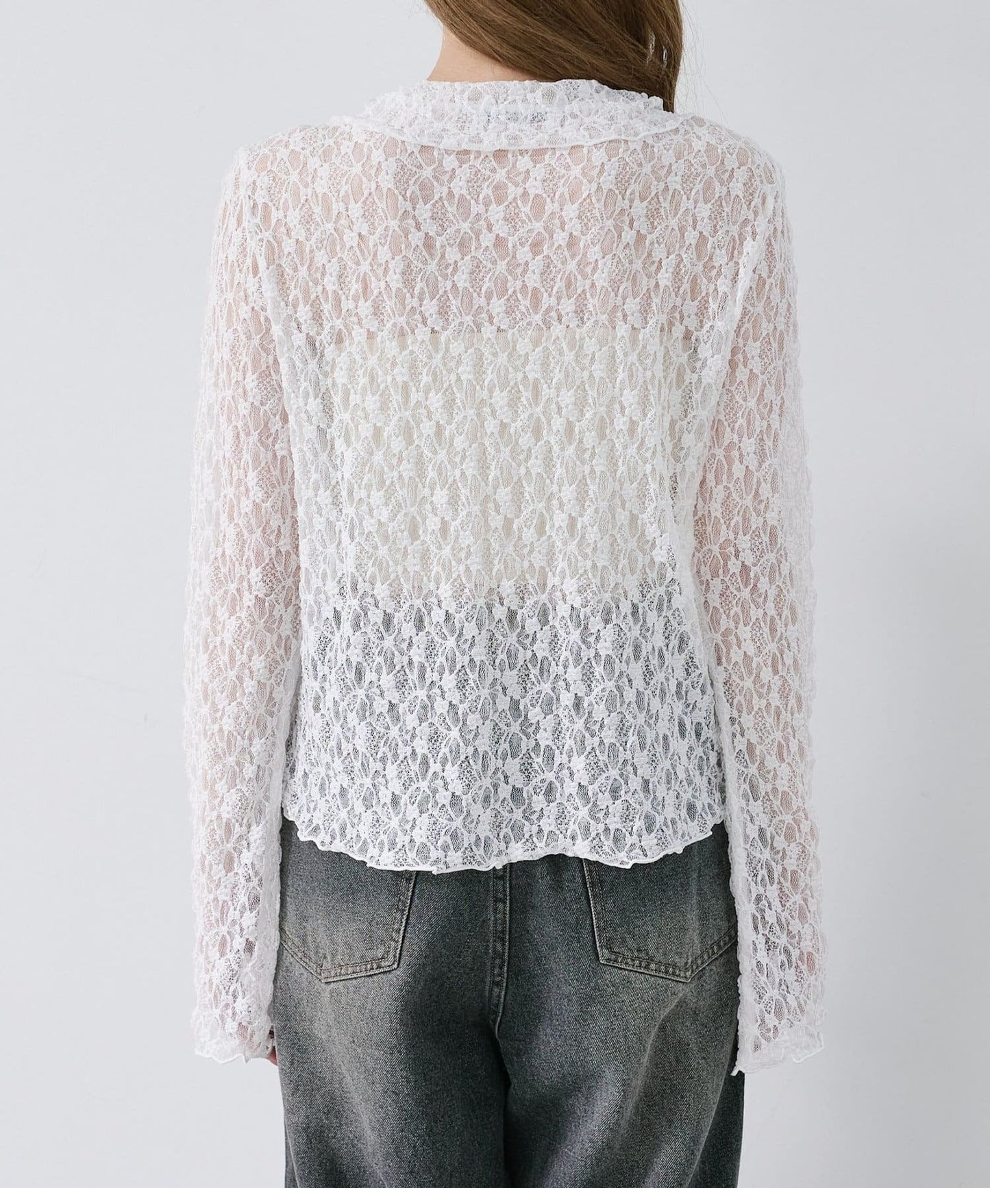 [短/長ver] Kastane Lace pullover with collar
