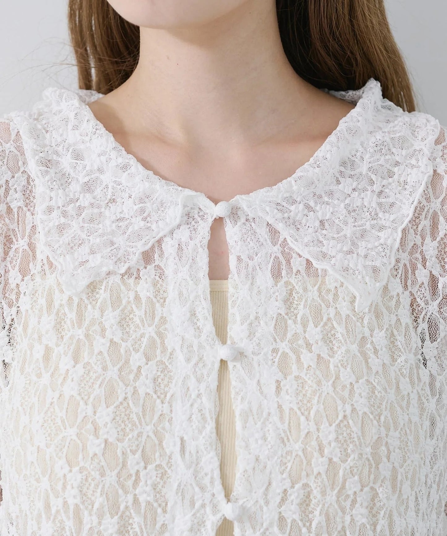 [短/長ver] Kastane Lace pullover with collar