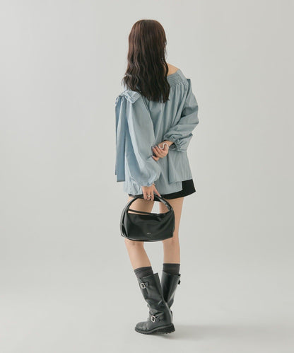 mystic 露肩緞帶襯衫