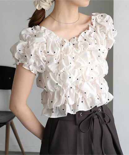 [No Button !] Shirring Blouse
