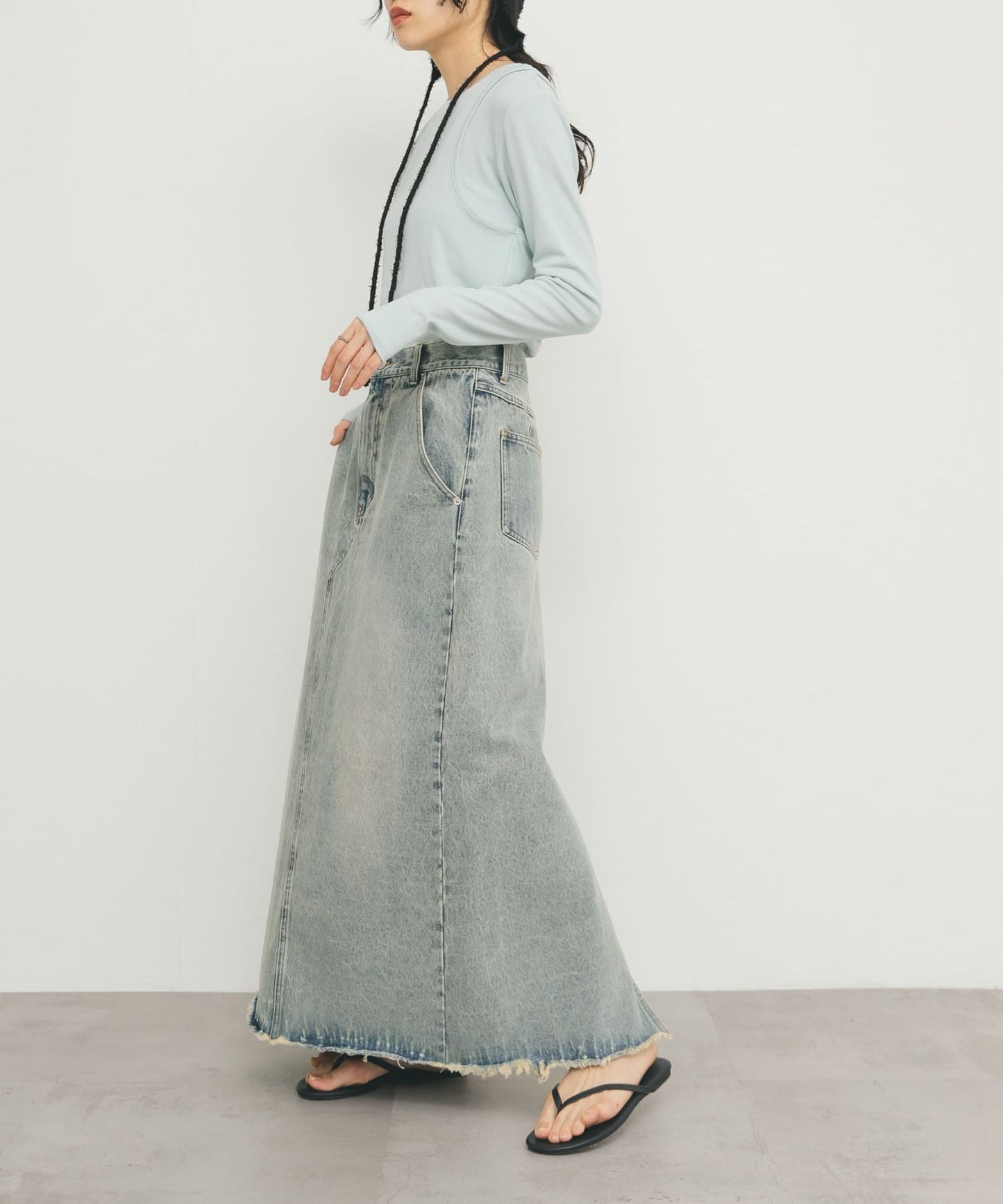 [現貨] KBF 後開衩牛仔裙