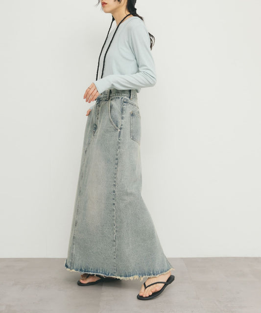 [現貨] KBF 後開衩牛仔裙