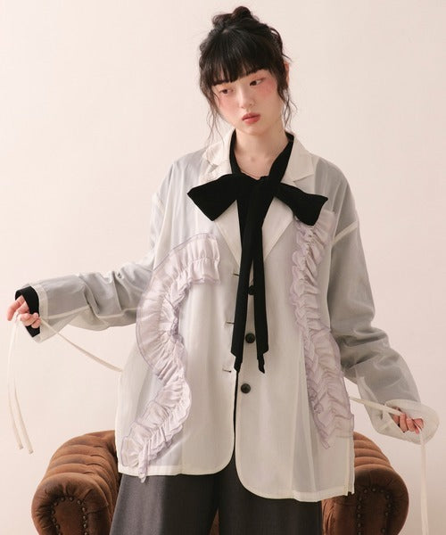 loin nuit sheer color scheme frill jacket