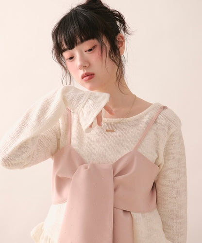 loin nuit Rhinestone ribbon shirt