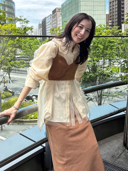 Ungrid 薄紗層次感Shirt [2件SET]