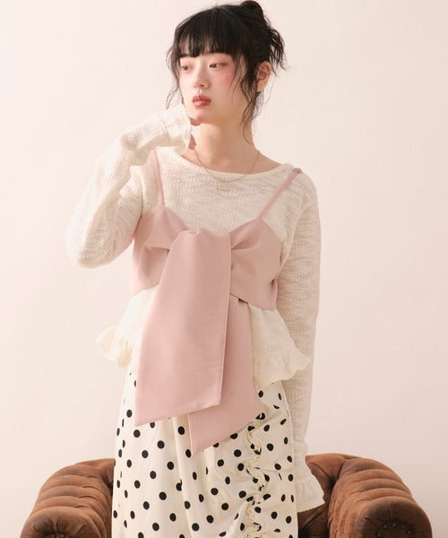 loin nuit Rhinestone ribbon shirt