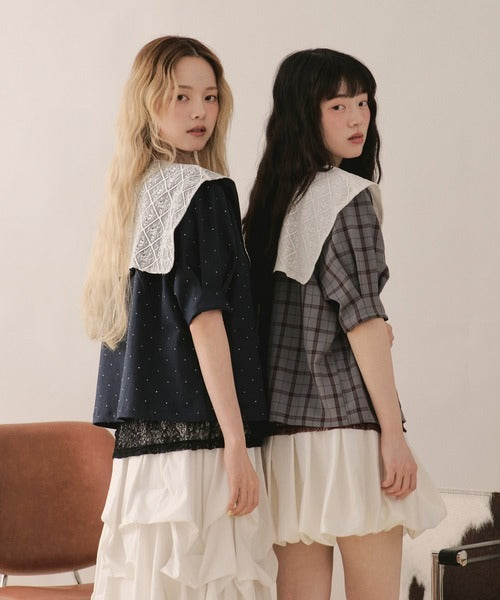 loin nuit sailor collar lace jacket