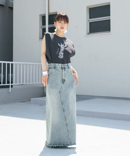 [現貨] KBF 後開衩牛仔裙