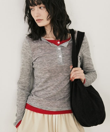 MERLOT 假兩件撞色TOP