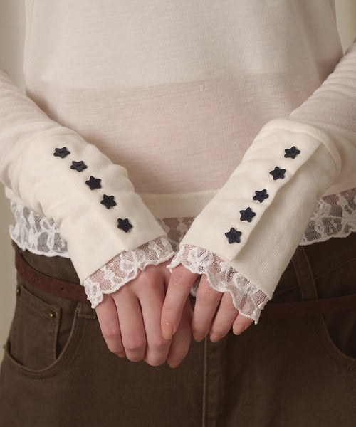 hazyl sheer sleeve design long T-shirt