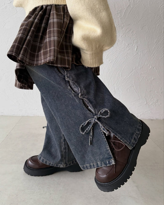 Kutir Ribbon flared denim pants