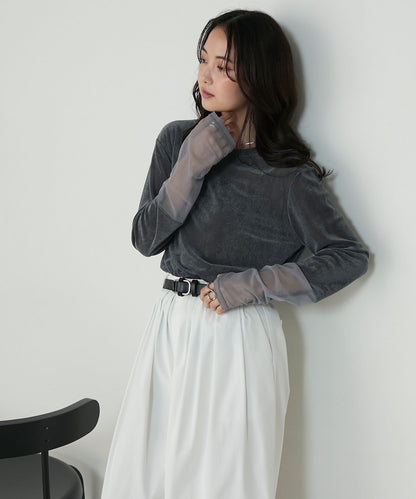 forksy. 天鵝絨透手袖Top