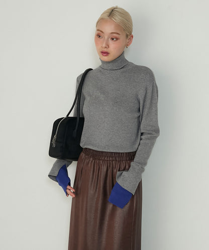 forksy. 假2件針織高領Top [吸濕發熱]