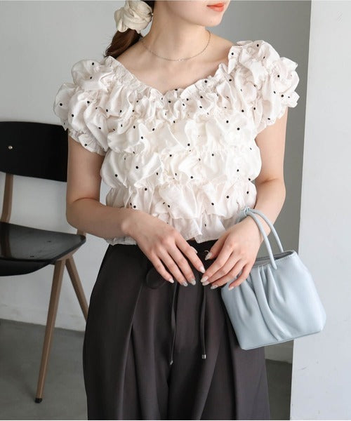 [No Button !] Shirring Blouse