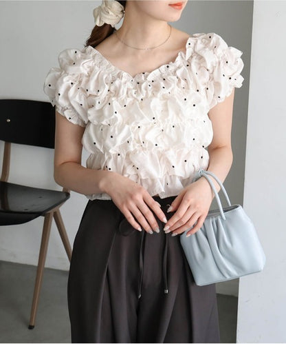 [No Button !] Shirring Blouse