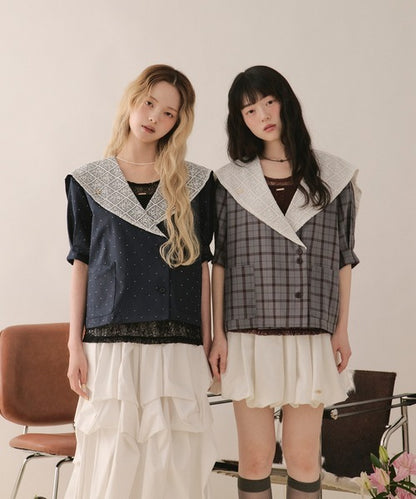 loin nuit sailor collar lace jacket