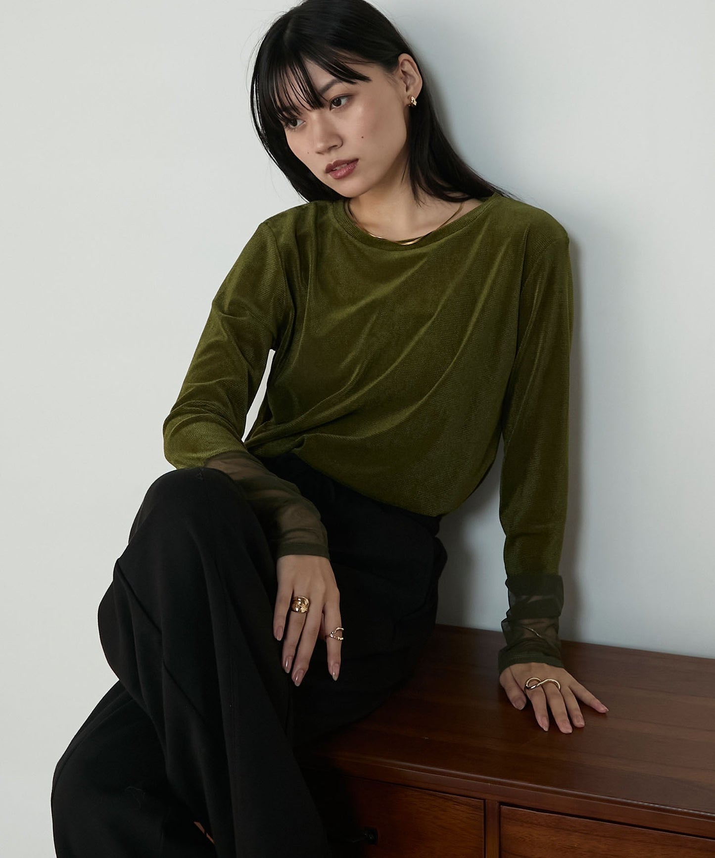 forksy. 天鵝絨透手袖Top