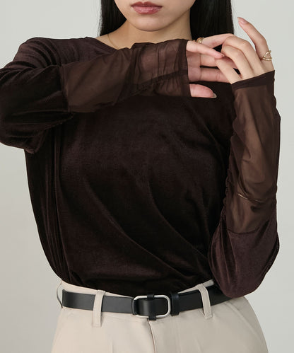 forksy. 天鵝絨透手袖Top