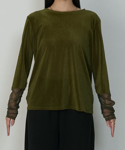 forksy. 天鵝絨透手袖Top