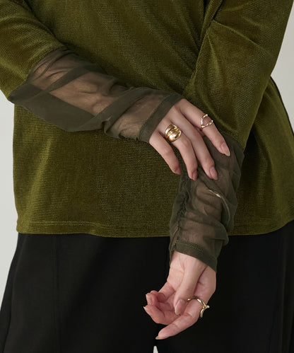 forksy. 天鵝絨透手袖Top