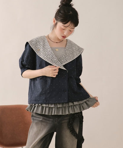 loin nuit sailor collar lace jacket